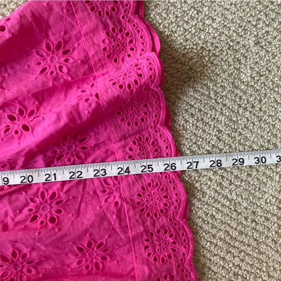 Entro Hot Pink Perforated Frilled Short Sleeve Blouse Size Small 100% Cotton EUC - Picture 9 of 14